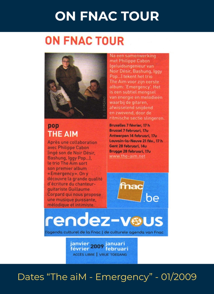 Agenda Fnac 2009 – The aiM – On Fnac Tour – Guillaume Corpard